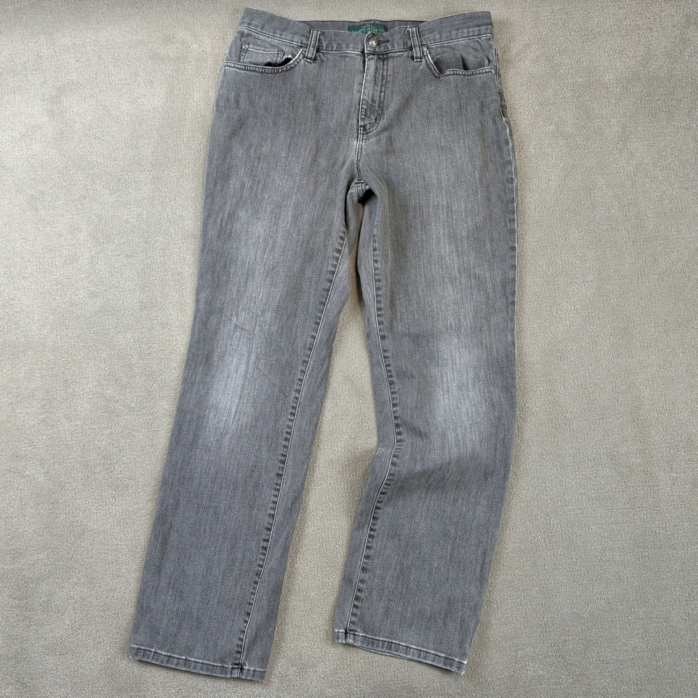 Lauren Ralph Lauren Size 8 Womens Gray Straight Leg Stretch Denim Jeans LRL